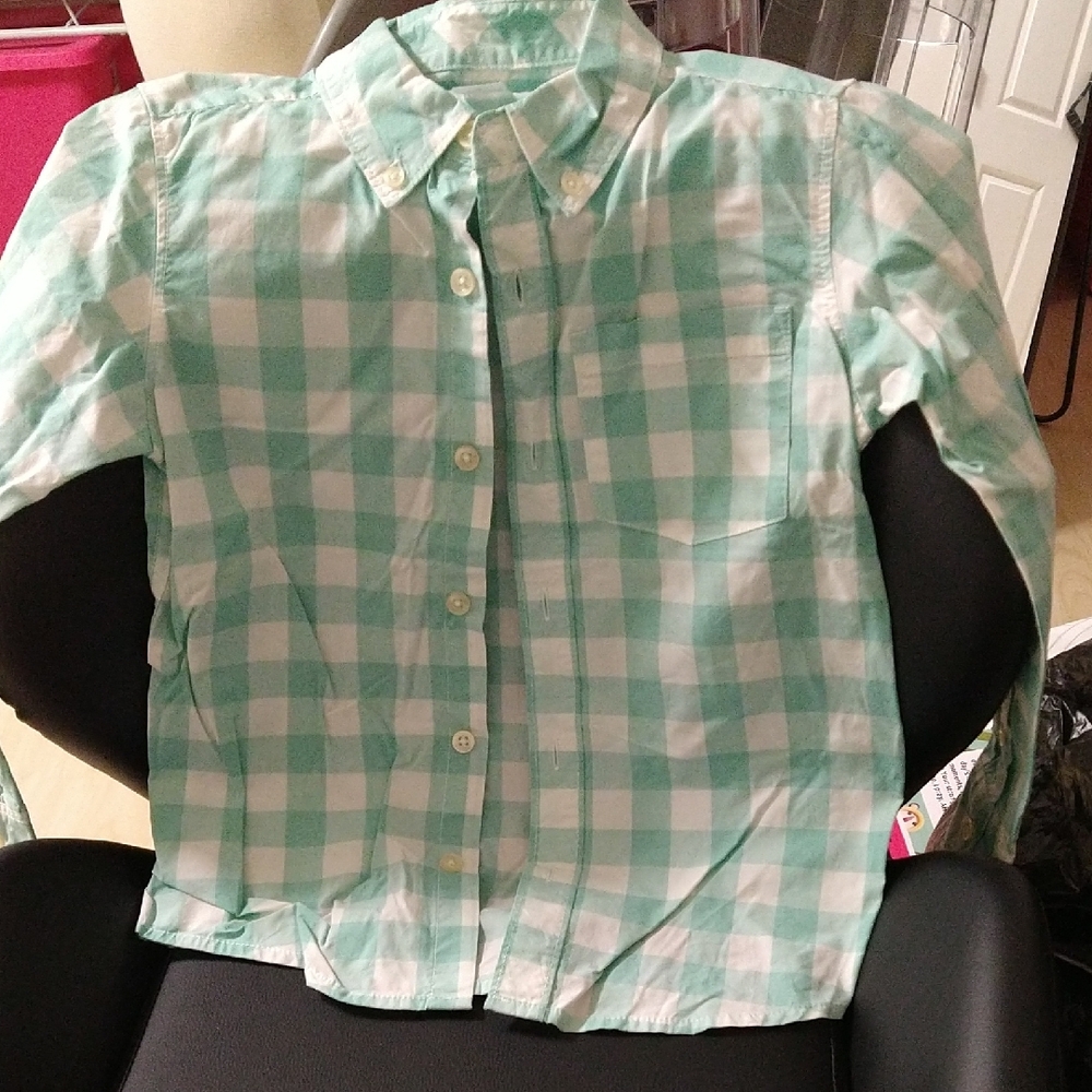 Carter's Mint and White Plaid Shirt